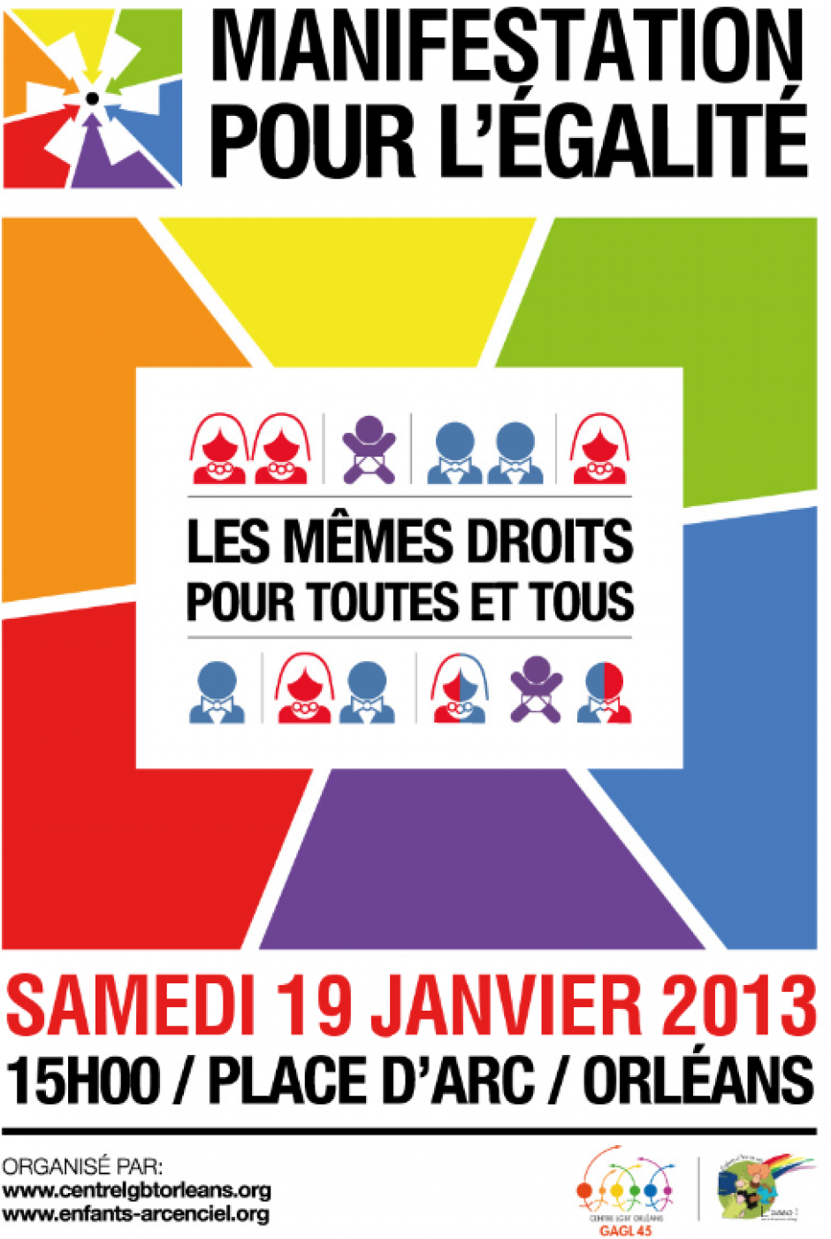Mariage pour tous : manifestation de soutien à Orléans le 19 janvier 