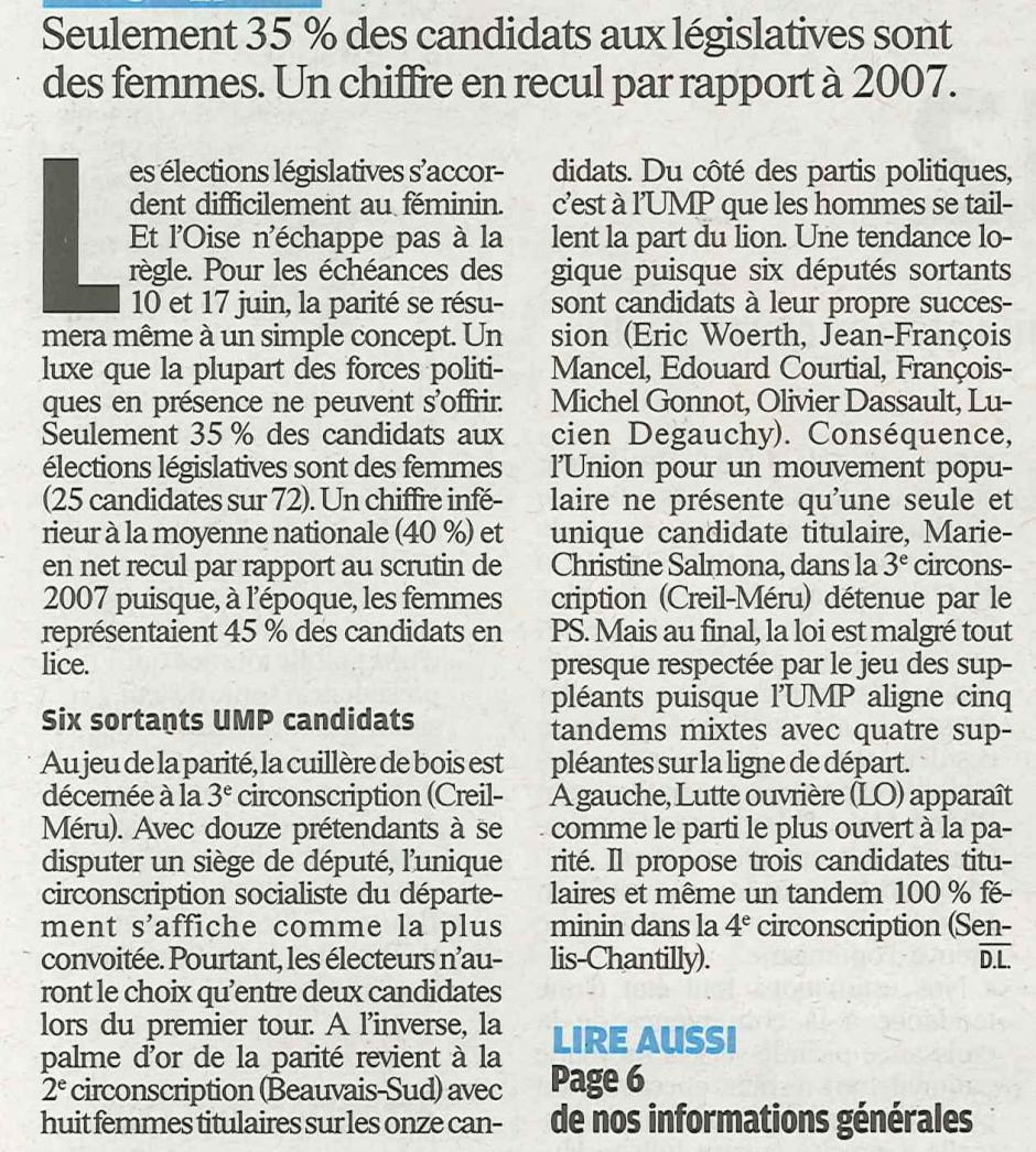 20120524-LeP-Oise-Législatives : les femmes en minorité malgré la parité