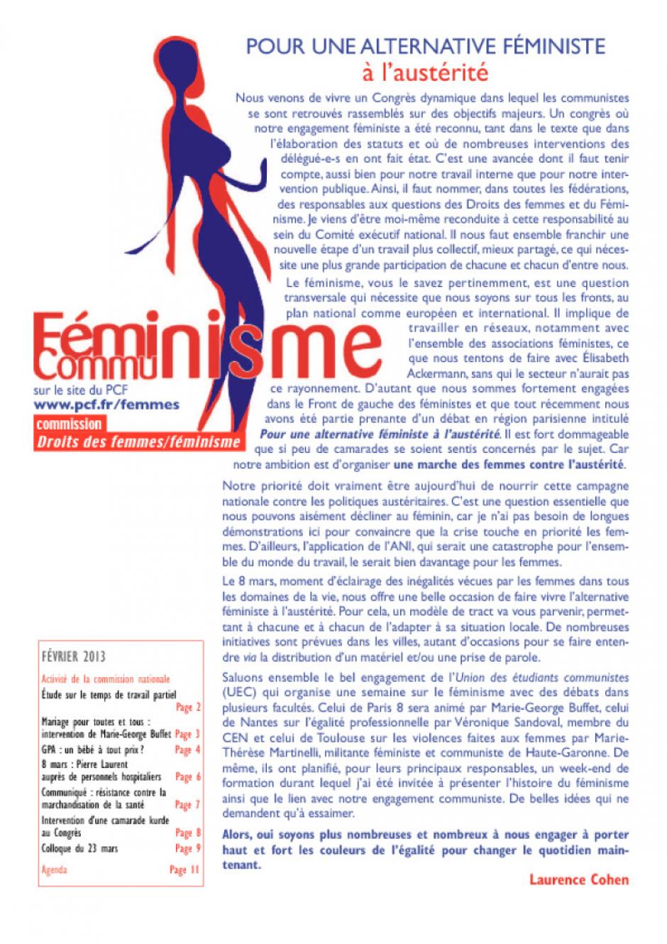 COMMUNISTES FEMINISTES - BULLETIN FEVRIER 2013