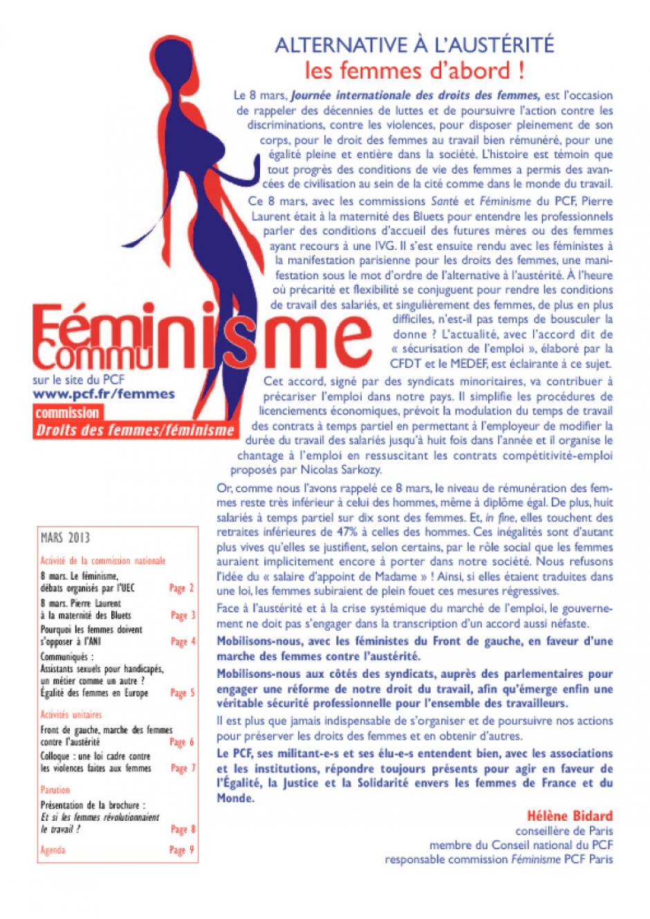 COMMUNISTES FEMINISTES - BULLETIN MARS 2013