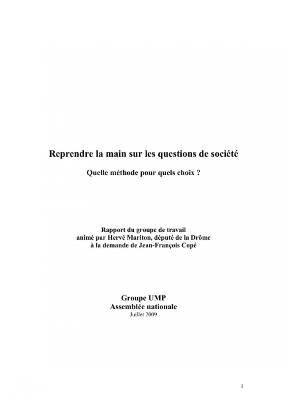 Michel Laurent - Reprendre la main sur les questions de société (Le rapport Mariton)